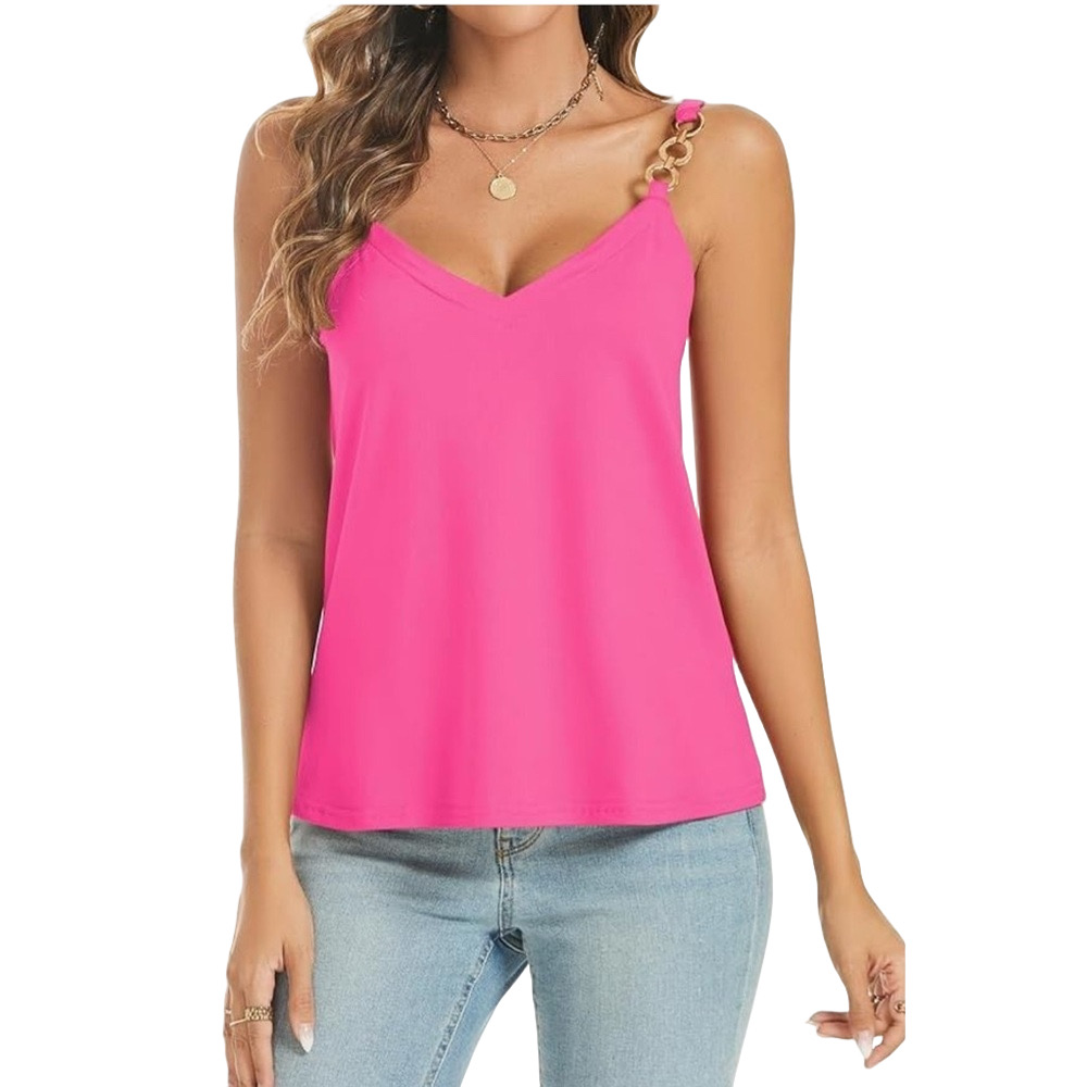 NWT❗️ Women’s Large Cute Hot Pink V-Neck Camisole Top Gold